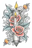 candle burning at both ends in a feminine style tattoo design idea