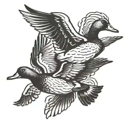 ducks flying tattoo design idea