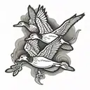ducks flying tattoo design idea