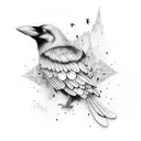 crow on broken hourglass  tattoo design idea