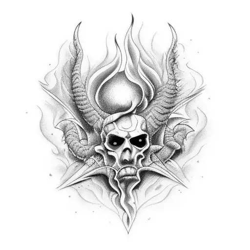 hell portrayed in a fires smoke tattoo design idea