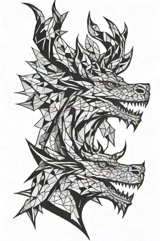 dragon and stag head tattoo design idea