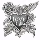 love is a drug tattoo design idea