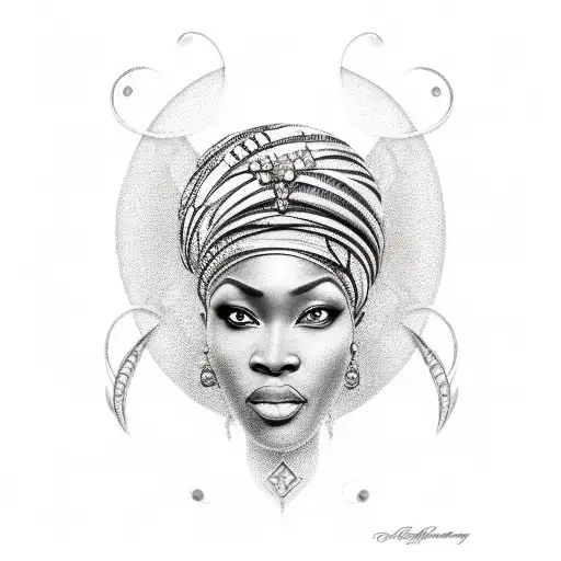 african queen  tattoo design idea