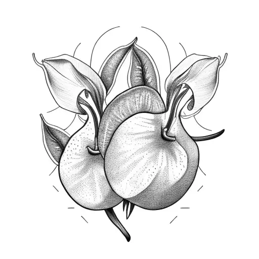 2 mangos with iris and leaves tattoo design idea
