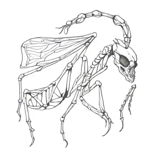 praying mantis and a skull tattoo design idea