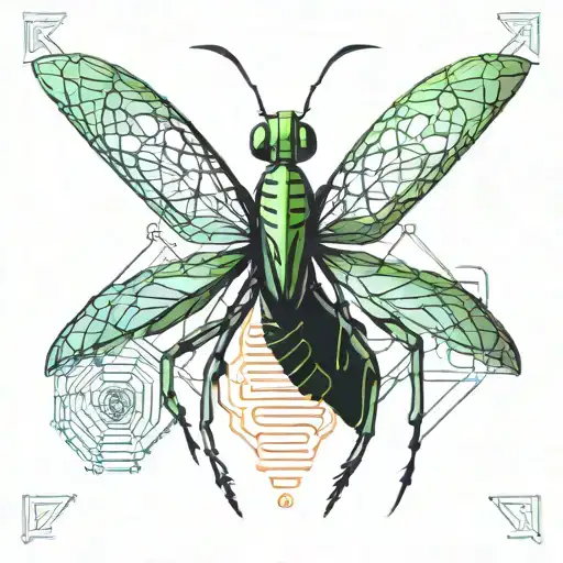 praying mantis tattoo design idea