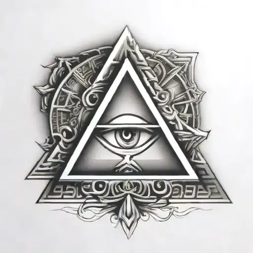 illuminati pyramid logo integrated tattoo design idea