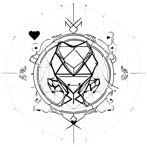 cyber sigil heart tattoo design idea