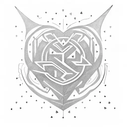 cyber sigil heart tattoo design idea