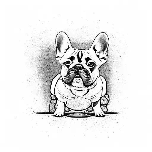 A football field with a French Bulldog as the referee, showcasing your love for both football and French Bulldogs tattoo design idea