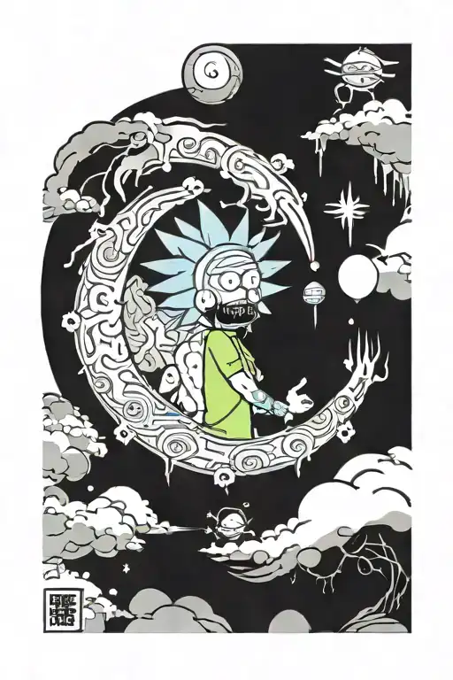 rick and morty portal opening tattoo design idea
