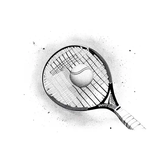 tennis racket and ball tattoo design idea