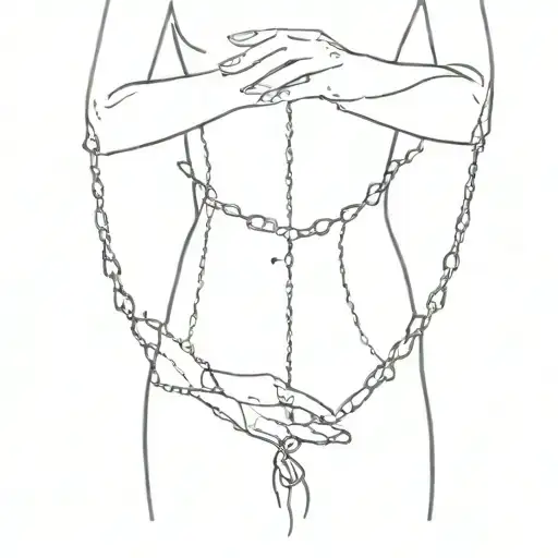 nude white girl cracks her chains tattoo design idea