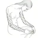 nude white girl cracks her chains tattoo design idea
