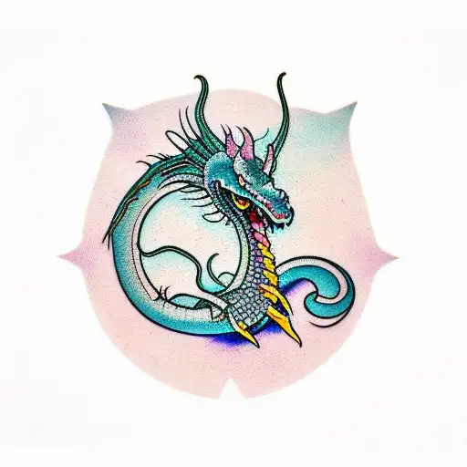 long dragon with crystals  tattoo design idea