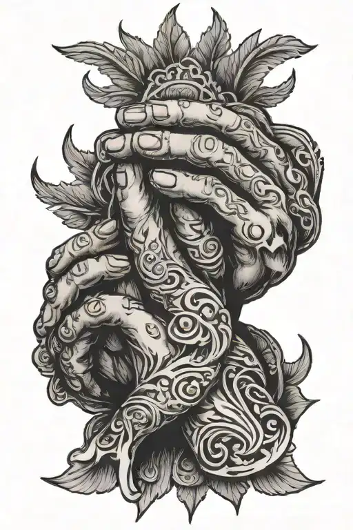 prayer hands holding tattoo design idea
