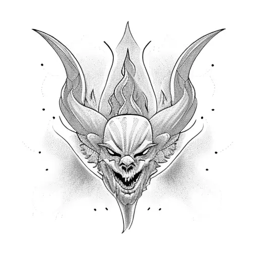 hell fire in oval tattoo design idea