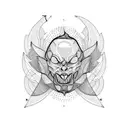 hell fire in oval tattoo design idea