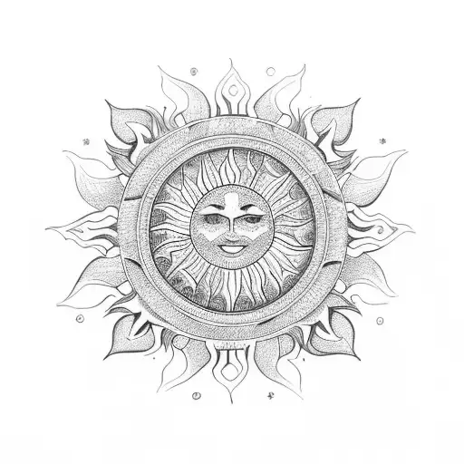 A sun-shaped mandala with the client's brothers' names incorporated within the intricate design tattoo design idea