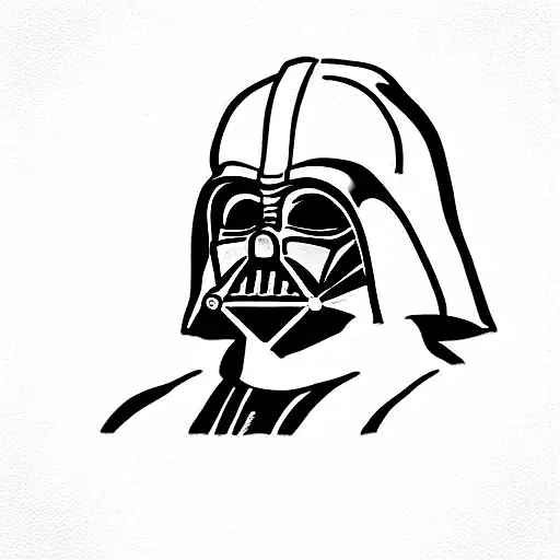 Darth vader but minimalistic with only black lines.  tattoo design idea