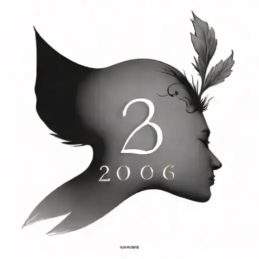 A minimalist tattoo with the number 2006 placed on the back of the neck, simple and elegant, symbolizing an important year in life. tattoo design idea