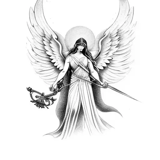 Combine elements of Greek mythology and Angels in a tattoo design tattoo design idea