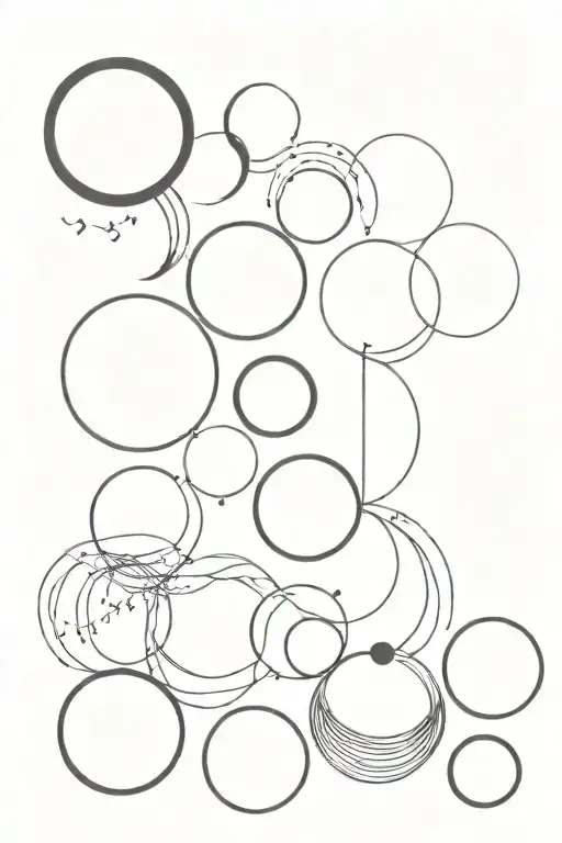 moon phases vertically with wispy lines connecting all only use black tattoo design idea