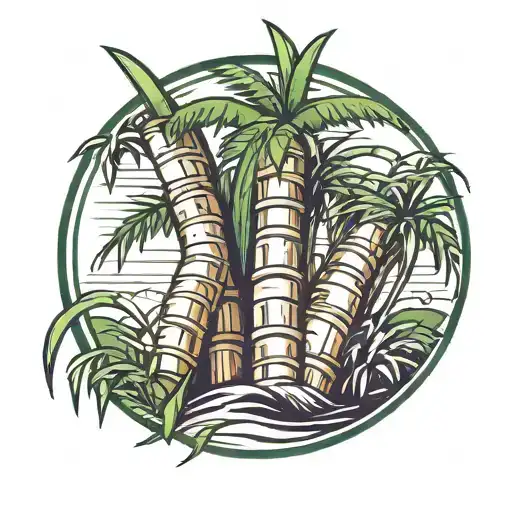 two sugar cane crossing each other inside a circle looking like an icon tattoo design idea