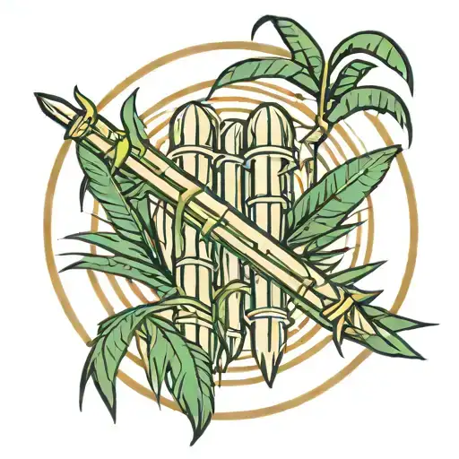 two sugar cane crossing each other inside a circle tattoo design idea