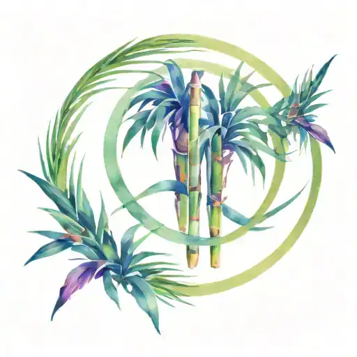 two sugar cane crossing each other inside a circle looking like an icon tattoo design idea