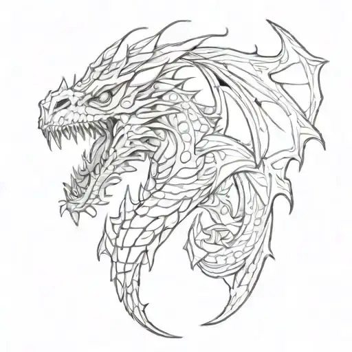 zombie dragon wrapped tattoo design idea