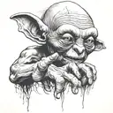 Gollum holding a ring finger tattoo design idea