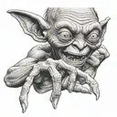 Gollum holding a ring finger tattoo design idea