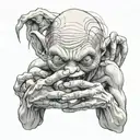 Gollum holding a ring finger tattoo design idea