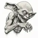 Gollum holding a ring finger tattoo design idea
