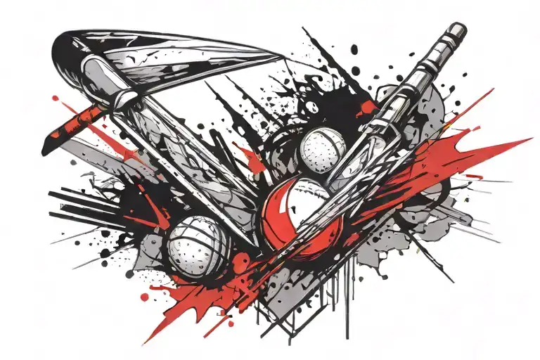 cricket bat and ball  tattoo design idea