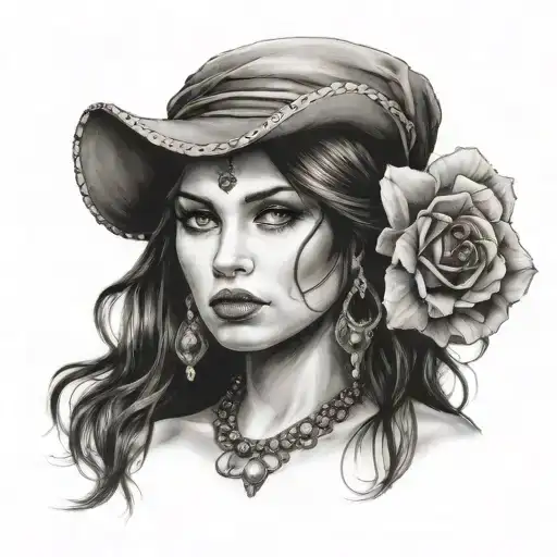 gypsy girl with cleavage  tattoo design idea