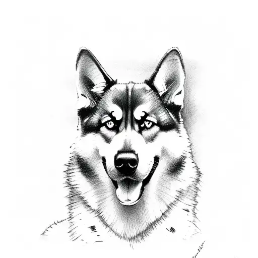 husky German Shepherd tattoo design idea
