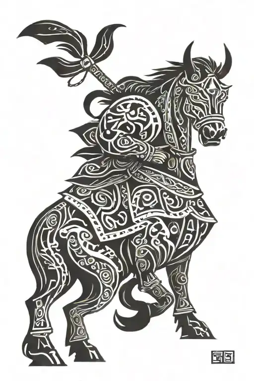 Mongolian hero sit tattoo design idea