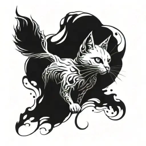 ghost cat tattoo design idea