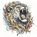 watercolor lion roaring tattoo design idea