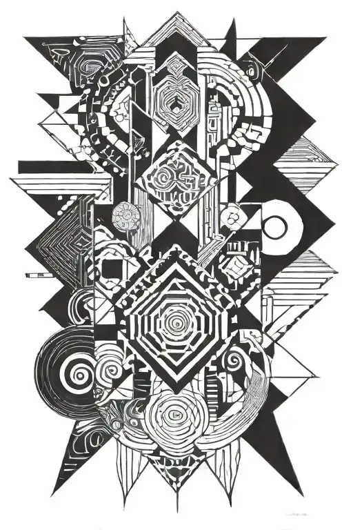 geometric black work inspired by dune  tattoo design idea