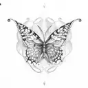 555 with semicolon butterfly tattoo design idea