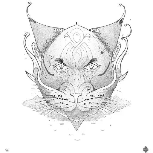 old man and the sea catboat tattoo design idea