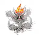 Demon Ronin Warrior surrounded by fire tattoo design idea