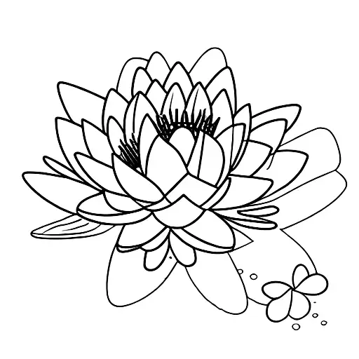 Waterlily and Marigold stem flowers tattoo design idea