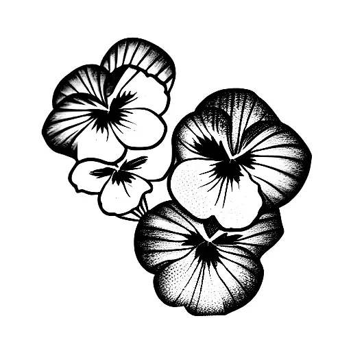 Pansy bouquet with Wildflowers tattoo design idea