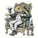 carp fish in chair drinking a martini tattoo design idea