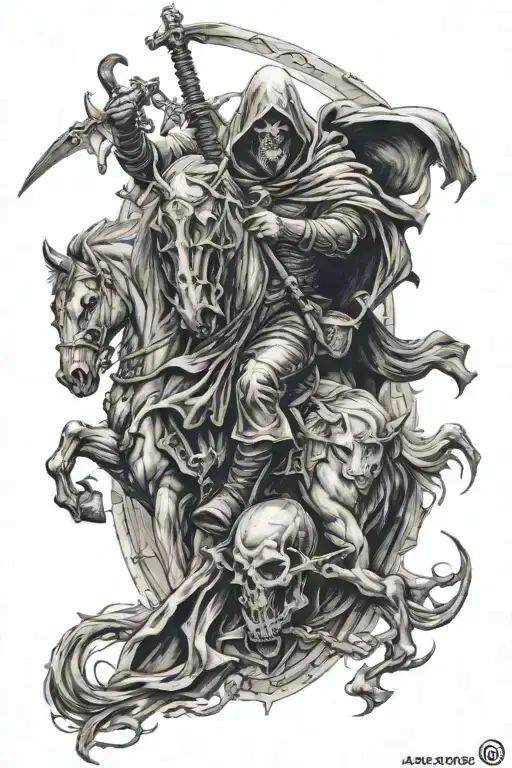 four horsemen apocalypse reaper tattoo design idea
